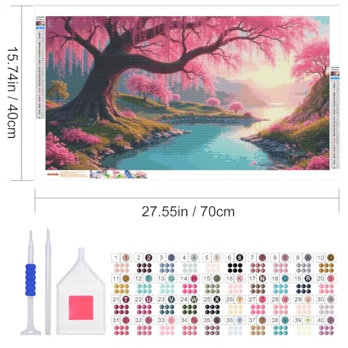 JOOZ Large Diamond Art Kits for Adults, Sakura Gem Painting 27.5x15.7 Inch - color: Sakura 036
