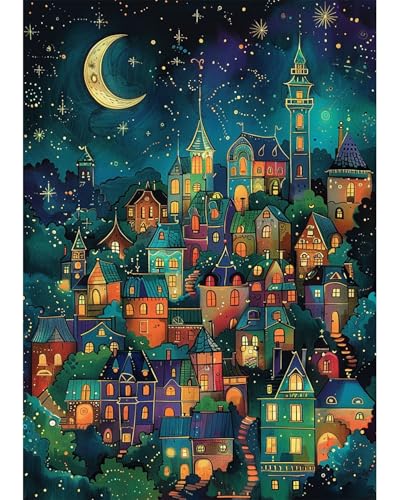 Starry Night Diamond Art Kits for Adults, Crafts 5D Diamond Painting Dot Kit for Adult Beginners, Abstract Landscape DIY Round Dots Full Drill Diamonds Paintings Art for Home Wall Decor Gifts 12X16 In - color: C09