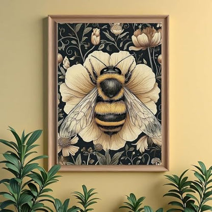 WGSMGL Bee Diamond Art Kits for Adults, DIY 5D Flower Diamond Painting Kits for Beginners, Round Full Drill Diamond Dots Paintings,Diamonds Pictures Gem Art for Adults Crafts Home Decor 12x16 Inch - style: Bee