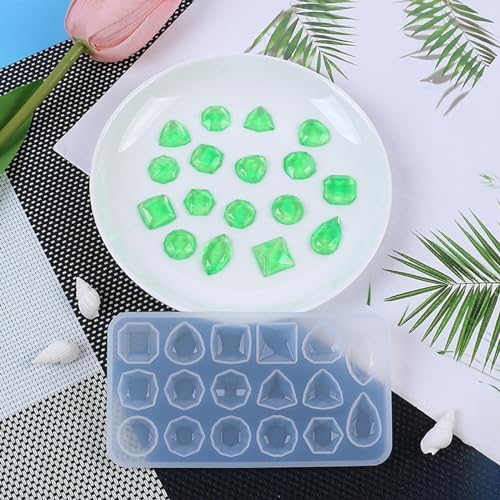 2Pcs Faceted Gemstone Silicone Mold for Jewelry Making | Gem Jewelry Casting Mold,Resin Jewelry Casting Molds - color: mix