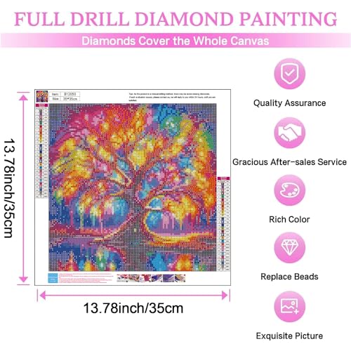 DIYCYCY Tree of Life Diamond Painting Kits for Adults Beginners 13.8x13.8in | Full Drill Diamond Art Kits,Round 5D DIY Diamond Dots Paintings, Diamonds Pictures Gem Art and Crafts Home Wall Decor
