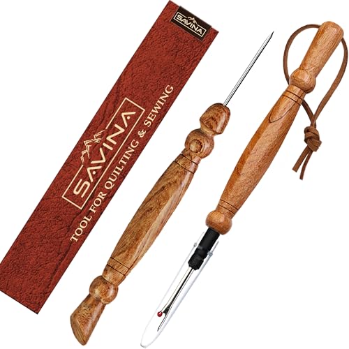 Savina Seam Rippers & Stiletto for Sewing/Quilting, Thread Ripping Tool, Presser - Precision Placement Tool for Getting Seams to Lay Correctly - Wooden Sewing Quilting Tools Set - color: Stiletto + Seam Ripper