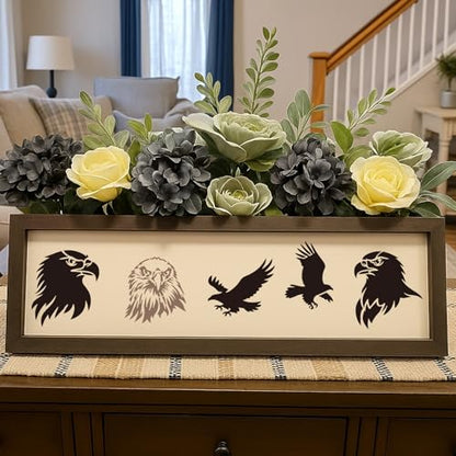 INFUNLY 6Pcs Eagles Painting Stencil for Wall Reusable Wall Stencils Forests Walls Template for Painting 7.87x7.87, 8.27x11.69 Feathers Templates for Crafts Cement Wood Furniture Home Decor - style: 6PCS Eagles