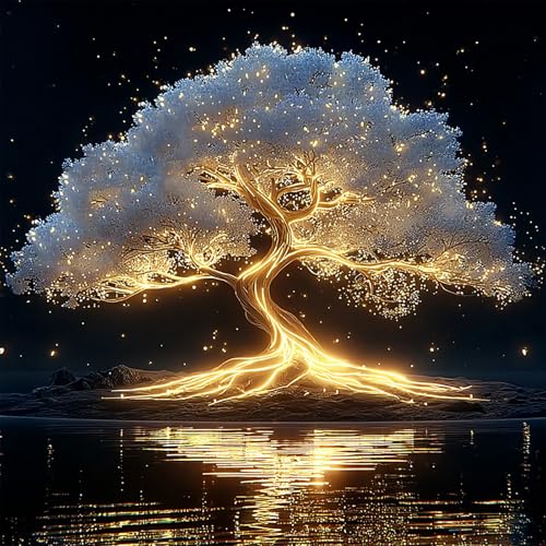 MXJSUA Luminous Tree Diamond Art Painting Kits for Adults, Full Drill 5D Round Dots Diamonds Paint Picture for Beginners, Gem Art Painting Craft Kits for Home Decor Gift 12x12 inch - color: Luminous Tree