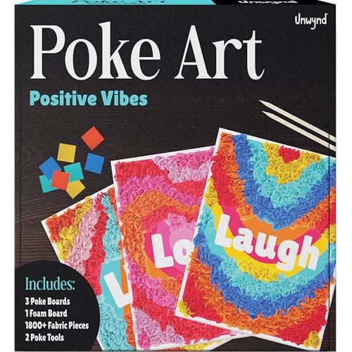 Unwynd Poke Art Positive Vibes Flower Bouquet Kit for Adults, Women & Teens | Hobby activity, brain puzzles, adult, 12 illustration sheets, 12 pages of stickers, 12 colour pages Rubbing Plates & Supplies - style: Positive Vibes