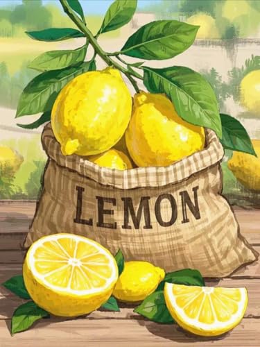 ZRIZQ Landscape Paint by Numbers Kit for Adults Beginner,Lemon,16x20 | Full set with wooden brushes,rolled canvas,rich paints.Calming activity.Beginner friendly.Just open and paint. - color: 16"X20"Rolled Canvas(Frameless)-Landscape 16