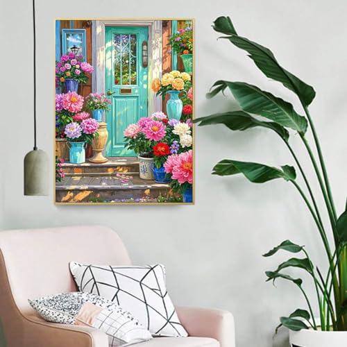 Garden Flowers Diamond Art Kits for Adults, Diamond Painting Kits for Adults for Beginners, DIY Flower Bed Diamond Dots Art Kits, 5D Full Round Drill Gem Art Painting Kits for Home Wall Decor, 12x16in - color: Garden Flowers