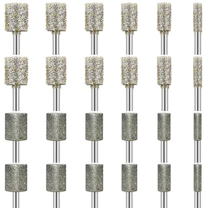 Stone Carving Set Diamond Grinding Bit Compatible with Dremel, 50Grit 116Grit 24PCS Polishing Kit Diamond Bits 1/8" (3mm) Shank Accessories for Stone Glass Ceramics Carving, Polishing, Grinding - size: 24PCS