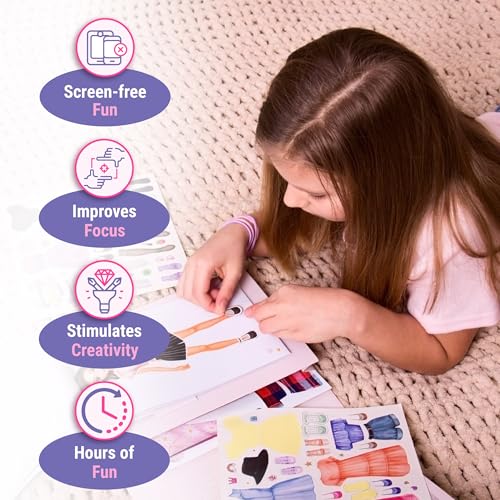 BSCOOL Fashion Designer Kits for Girls Drawing Coloring Book. Sticker Book | Includes stickers stencils and textures to spark little designers creativity. Fun dress-up sketchbook for kids ages 5 and up. - color: Fashion Studio