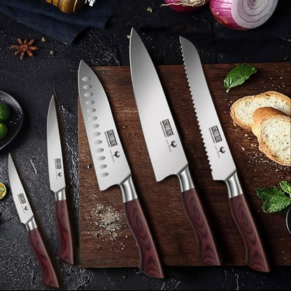 HOSHANHO 18PCS Kitchen Knife Block Set, Sharp Chef Knives with Sharpener | Super Sharp High Carbon Stainless Steel Cooking Knife Set, Professional Cutlery Knife Set with Sharpener, Ideal Home Gift Set - size: 18 Pieces Knife Set