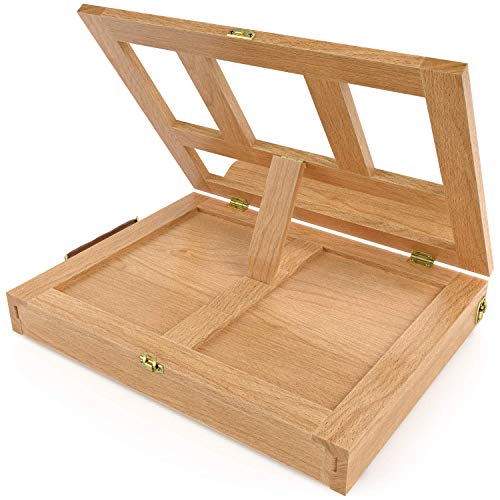 ARTEZA Tabletop Easel, 13.38 x 10.25 x 2 Inches, Portable Beechwood Easel Box with 2-Compartment Drawer and Wooden Palette, Art Supplies Storage for Professional Artists and Hobby Painters