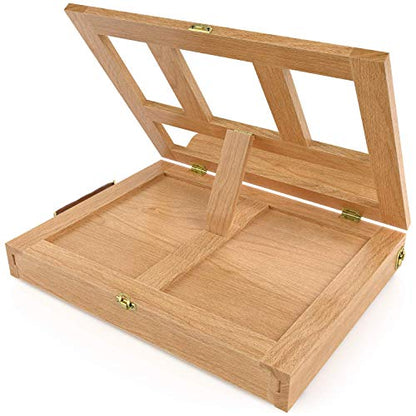 ARTEZA Tabletop Easel, 13.38 x 10.25 x 2 Inches, Portable Beechwood Easel Box with 2-Compartment Drawer and Wooden Palette, Art Supplies Storage for Professional Artists and Hobby Painters