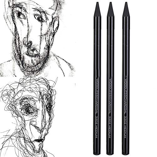 Professional Pure Carbon Sketch Pencil Set Hard Medium Soft Woodless Charcoal Drawing Pens Painting Supplies for Artists Students Teens Beginners