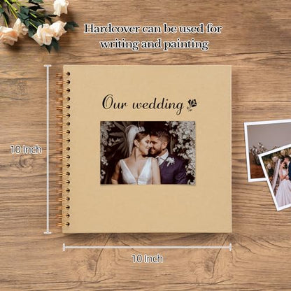 potricher 10 x 10 Inch DIY Scrapbook Photo Album 40 Pages, Yellow - color: Yellow, size: 10 Inch 40 Pages