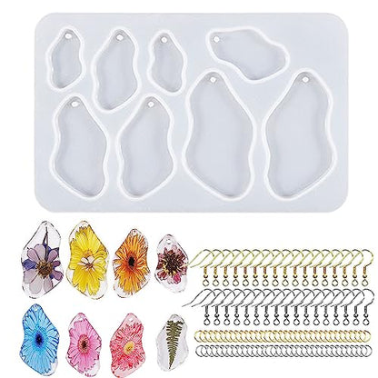 Attuslla Resin Molds - Silicone Earring Moulds with Ear Hooks and Jump Rings for DIY Epoxy Resin Jewelry Making - color: Style 11