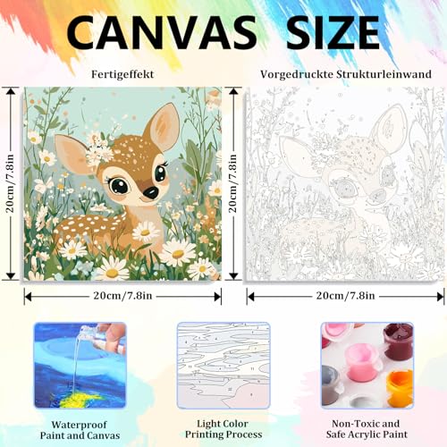 Aestalrcus Paint by Numbers Kit for Kids with Frame, Deer, 8x8 inch - color: style-1