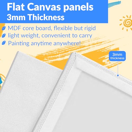 Mini Canvas for Painting 4x4 inch, 72 Pack Small Paint Canvases Bulk | Acrylic Oil Painting Canvases, Blank Canvas Panels, Gesso Primed Acid-Free 100% Cotton - size: 4"x4" - 72pcs