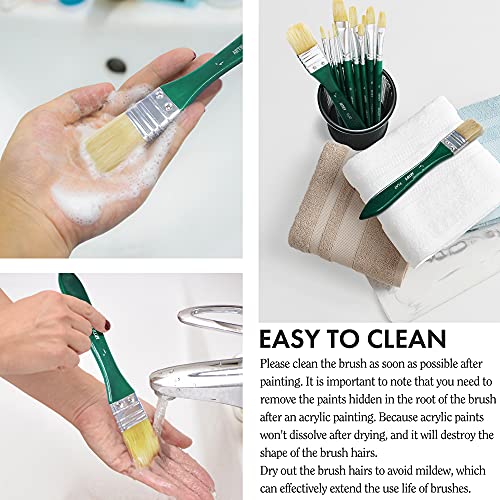 ARTIFY 10 Pieces Paint Brush Set, Intermediate Series, Includes a Carrying Case, Premium Hog Bristle Brushes for Acrylic and Oil Painting (Green - Hog Bristle) - color: Green - Hog Bristle