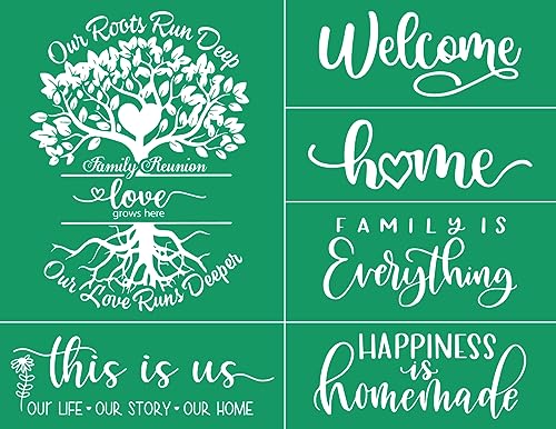 DGAGA Family Silk Screen Stencil, Reusable Self-Adhesive Screen Printing Mesh Transfers for Craft, Welcome Stencil for Painting on Wood/Plate/Cup, Home Decor - color: home stencils