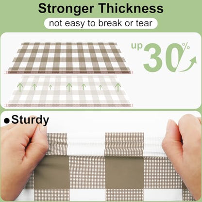 4 Packs Buffalo Disposable Table Cloth, 54 x 72 Inch Waterproof Plastic Tablecloth, Rectangle Khaki and White Checkered Table Covers for Picnic, Birthday, Party, Back to School - color: Khaki and White, size: 54" x 72" - 4 Pack