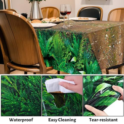Kochorie 2 Pieces Forest Path Tablecloths Disposable Safari Jungle Table Cover Waterproof Woodland Table Cloth for Safari Jungle Birthday Party Supplies Picnic Camping Dining Day, 54 x 108 Inch - style: Forest Path