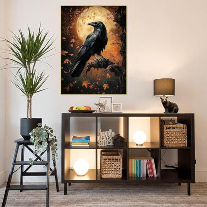 Gothic Raven Diamond Art Kits for Adult diamond painting kits for adults | DIY Diamond Painting Kits 5D Diamond Dots Gem Art Crafts with Tools,Round Full Drill 12x16inch - color: DP04739