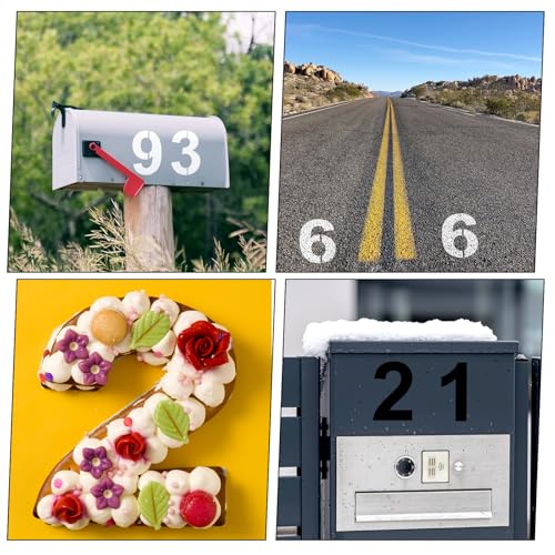 4 Inch Number Stencils, Plastic Number Stencil 0-9 Reusable House Numbers Stencil Curb Stencil Kit for Painting on Road, Wall, Wood, Mailbox, Cakes, Trucks(10 pcs)