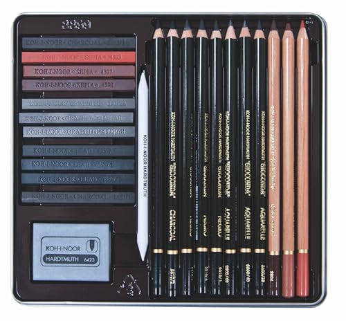 Koh-I-Noor Gioconda 24-Piece Artist Set, Packed in Tin (8899) - size: 24 Piece Set, style: Packed in Tin