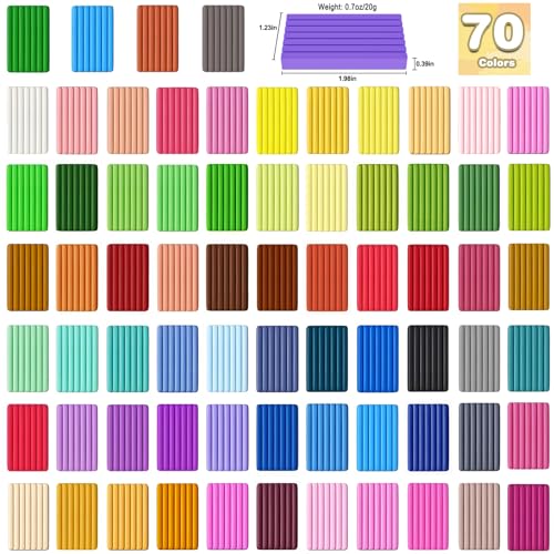 Ixiaoyoo 70 Colors Polymer Clay, Oven Bake DIY Modeling Clay for Kids | Easy to Shape, Non-Sticky, Model Clay Toys with Sculpting Tools, Art Supply for School Project, Home Decor, Gift for Artists - color: 70 Colors