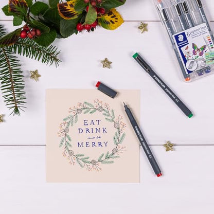 STAEDTLER 30805-SSB6 Pigment Liner Pens - Assorted Colours, 0.5 mm (Set of 6)