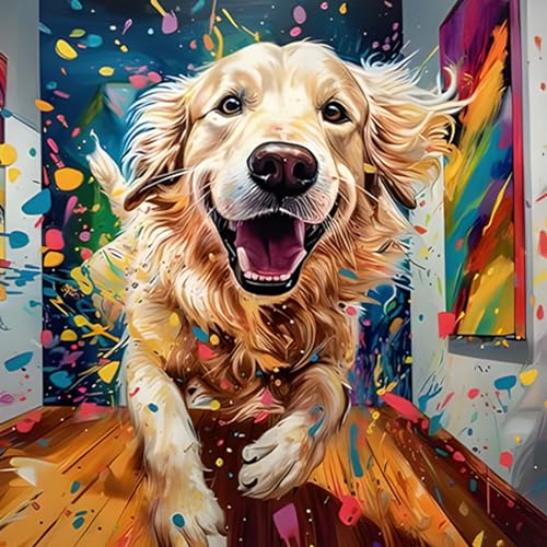 SENQAO Diamond Painting Kits for Adults Dog, 5D DIY Diamond Art Kits for Beginners Round Full Drill Diamond Painting for Home Wall Decoration 12×12inch, Golden Retriever - color: golden retriever