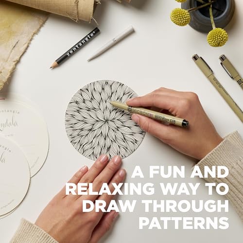 SAKURA #50113 Zentangle 11 Pc Set w/Zendala Round WhiteTiles (4-5/8"" in Diameter), white - size: 1 Count (Pack of 11)