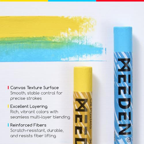 MEEDEN 72 Vibrant Colors Soft Oil Pastels + 140lb/300gsm 9"x 12" Oil Pastel Paper for Artist Beginner Adult - Smooth Oil Pastel Crayons for Art Supplies, Painting, Drawing, Blending, Layering, Shading