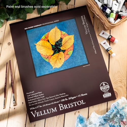 Bee Paper - 14"x 17" Vellum Bristol Paper Pad, 15 Sheets - size: 14-inch x 17-inch, 15 Sheet Tape Bound Pad