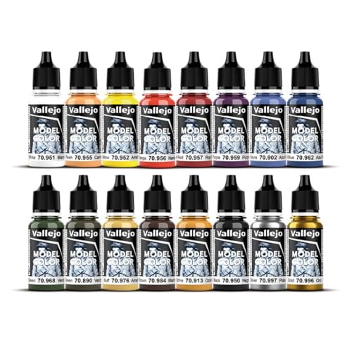 Vallejo - Basic Colors USA Acrylic Paint Set | Model Color | Figure Color Series Historical Miniature Kit to Achieve Historical Accuracy with Artist-Grade Pigments | 16 Bottles x 18 ml (0.60 fl.oz.) - style: Basic Colors USA