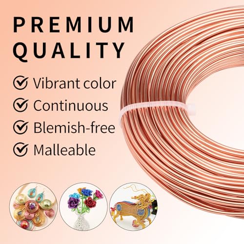 12 Gauge Aluminum Wire 100FT, 2mm Bendable Metal Anodized Aluminum Wire for Sculpting Jewelry Making Crafts Wreath Beading Floral(Champagne Gold) - color: Champagne Gold