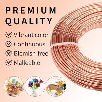12 Gauge Aluminum Wire 100FT, 2mm Bendable Metal Anodized Aluminum Wire for Sculpting Jewelry Making Crafts Wreath Beading Floral(Champagne Gold) - color: Champagne Gold