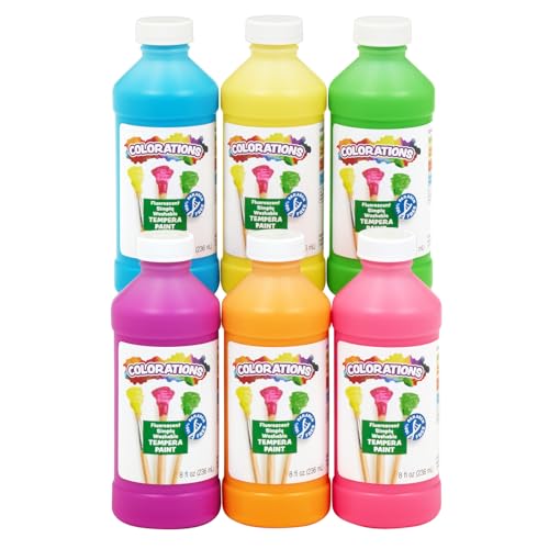 Colorations Paraben-Free Fluorescent Simply Washable Tempera Paint-Set of 6 - color: Fluorescent, 6 Pack