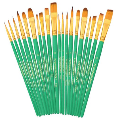 Transon 20pcs Artist Painting Brush Set for Acrylic Watercolor Gouache Hobby Craft Face Rock Painting Green - color: Green