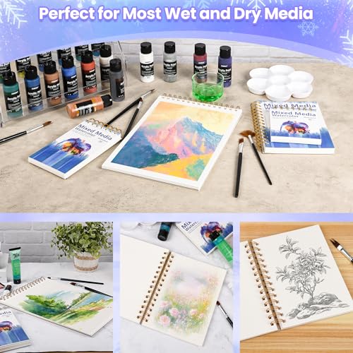 Qlmhudaim 2-Pack Mixed Media Sketchbook 4" x4”| 30 Sheets 140lb/300g - size: 4 x 4 Inches (2 pack)