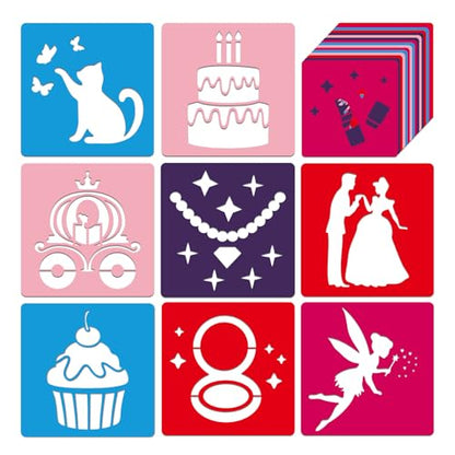 24 Pcs Stencils for Kids Girl Themed Outside Sidewalk Chalk Stencils 5" - size: Girl 5 Inch