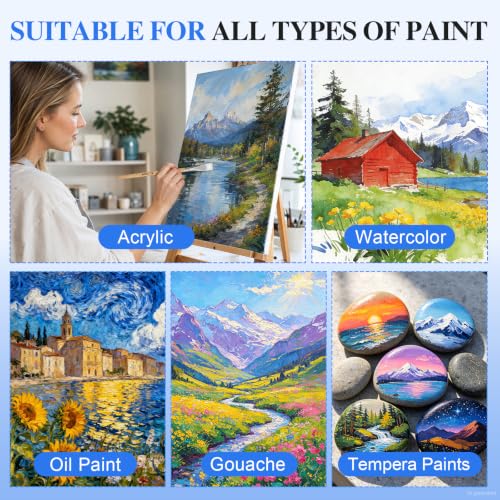 ESRICH 25Pcs Paint Brushes Set, 7 Shapes Paintbrushes for Acrylic Painting | Professional Soft Bristle Paint Brushes with Canvas Roll & Palette for Oil Watercolor Gouache, Ideal for Artists & Beginners