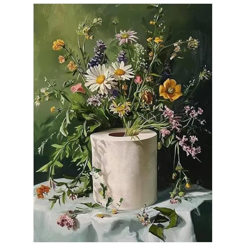 Mandun Bathroom Paint by Numbers Kit for Adults, 16x20 inch | DIY Painting Kits Crafts for Adults, Relieve Stress, Gift, Home Wall Decor - color: Bathroom