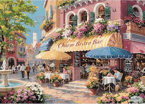 LILEIDECO Diamond Art Kits for Adults, Charm Bistro Bar Diamond Painting Kits for Beginner DIY 5D Full Drill Diamond Dots Crafts for Home Wall Decor Gifts 16x12 Inch - color: BL85
