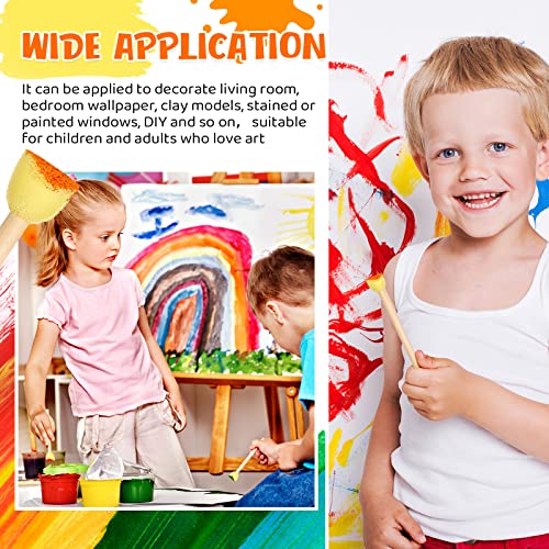 Sabary 100 Pcs Round Sponges Foam Brush Set Paint Sponge Brushes with Wooden Handle Sponge Painting Stippler Set DIY Painting Tools Stippling Kits for Arts and Crafts Acrylic(4 Sizes) - size: 0.6/0.8/1.2/1.6 Inch Set