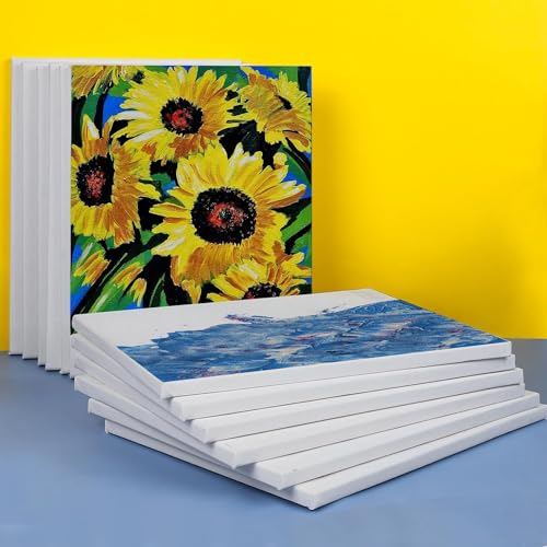 ESRICH Stretched Canvas for Painting 11x14 Inch, 10 Pack Blank Canvas -5/8 in Profile Primed Cotton White Canvases for Painting for Oil & Acrylic Paint - size: 11X14IN 10 Packs