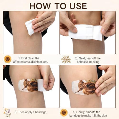 Geiserailie Large Flexible Fabric Bandages 2x4 Waterproof,Highland Cow | Cushioned Pad Protects Wounds and Cuts, Latex Free Bandages for Sensitive Skin, Stays Secure During Daily Activities - style: Highland Cow