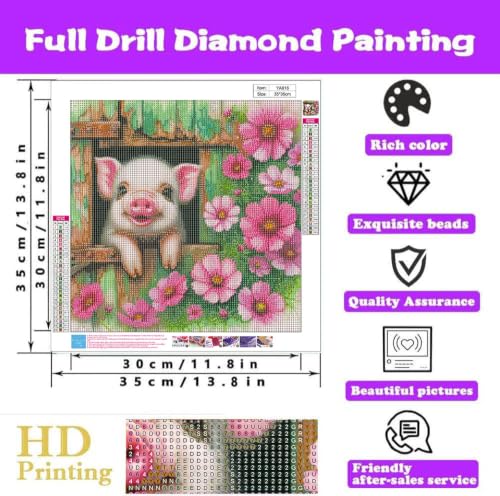 WUSARPLY Pig Diamond Painting Kits for Adults Beginner - color: YA016