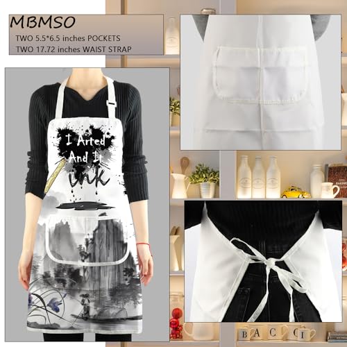MBMSO Painting Artist Apron with Pockets Artist Painter Gifts Art Lover Gift for Art Teacher Student Painter Apron Waterproof - color: Inks Apron-w