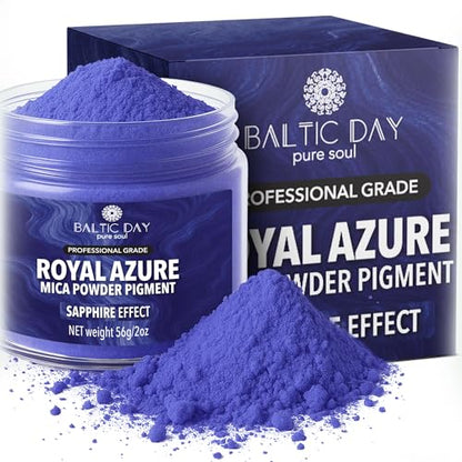 BALTIC DAY Royal Azure Blue Mica Powder 2 oz (56g) – Shimmering Blue Pigment for Epoxy Resin, Soap Making, Candle Dye, Slime, Nail Art, Bath Bombs, Acrylic Pouring & Crafts - color: Royal Azure